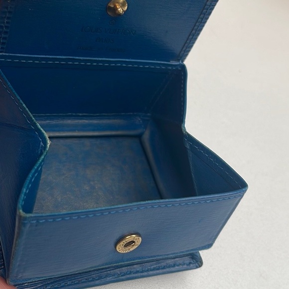 Authentic Louis Vuitton Epi Porte Monnaie Boite Blue Leather Coin Purse Wallet - Picture 8 of 13